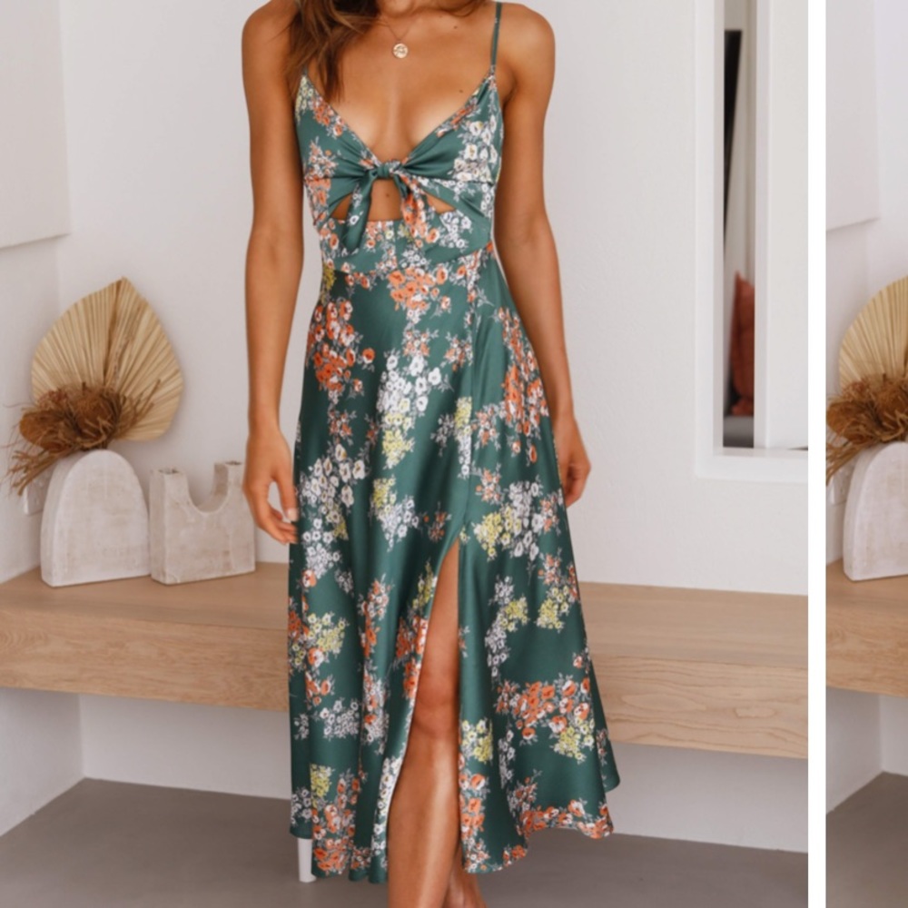 Tie front key hole midi dress